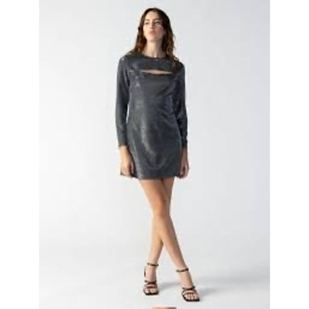 Sanctuary Black and Silver Long Sleeve‎ Dress Medium